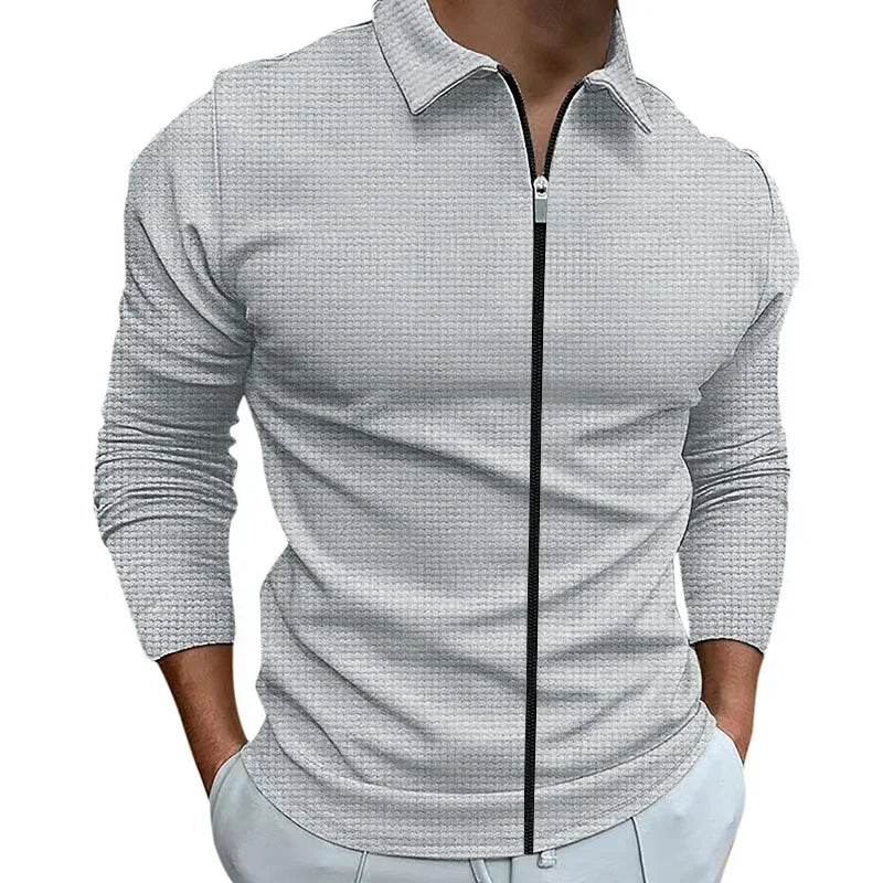 Buy Center Men's Lapel Zipper Jacket - Stylish Slim Fit Cardigan - Buy Center UK
