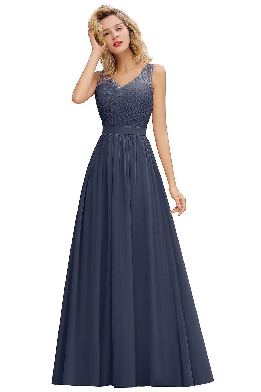 Elegant A-Line Bridesmaid Dress - Chiffon Lace Evening Gown - Buy Center UK