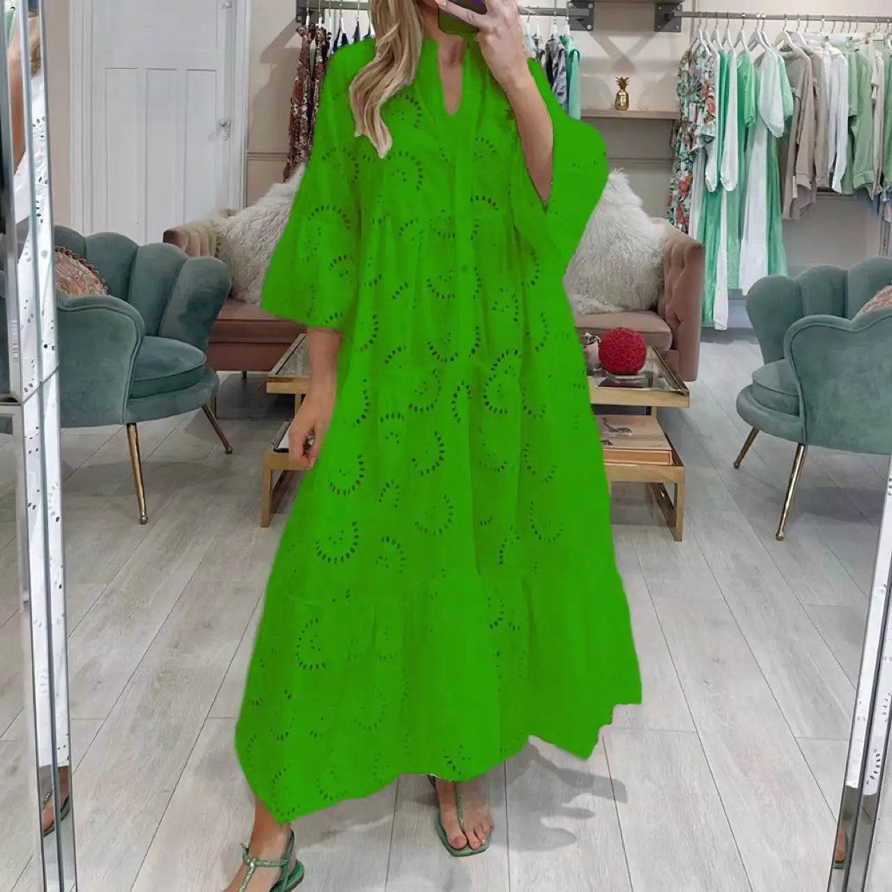 Buy Center V-Neck Shirt Dress 2024 - White Flared Sleeves & Lace - Buy Center UK
