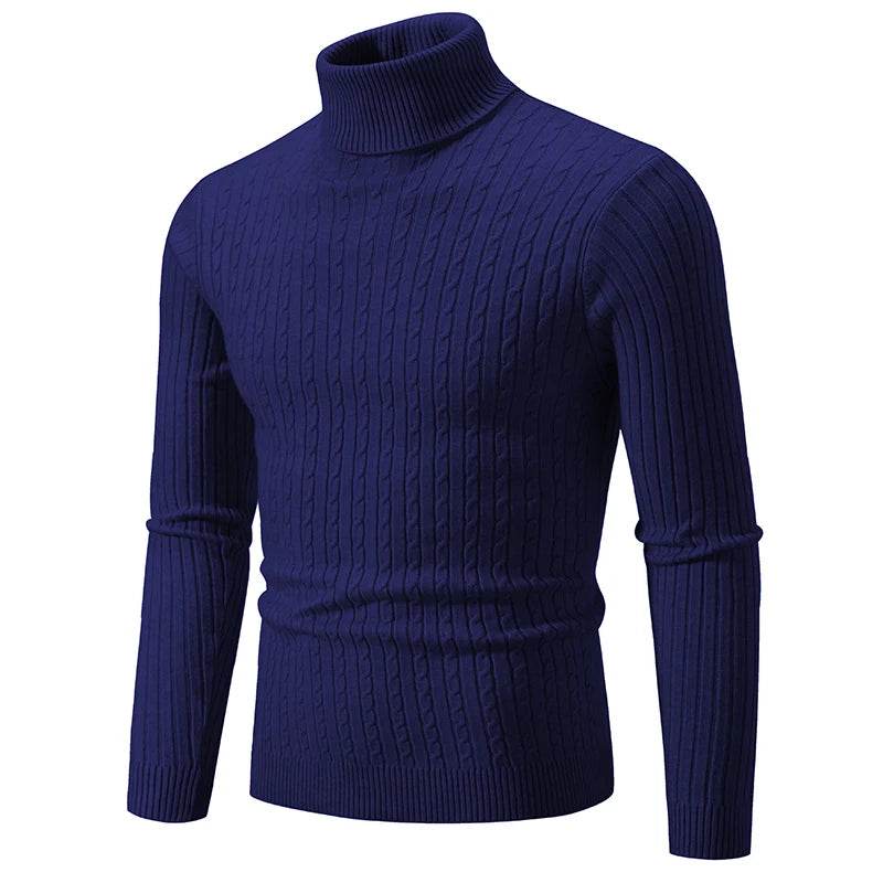 New Autumn Men's Jacquard Sweater - Cozy High Neck Turtleneck Pullover - Buy Center UK