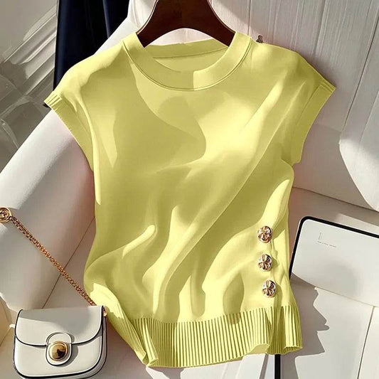 2025 Korean Summer Sleeveless Sweater - Chic Round Neck Pullover - Buy Center UK
