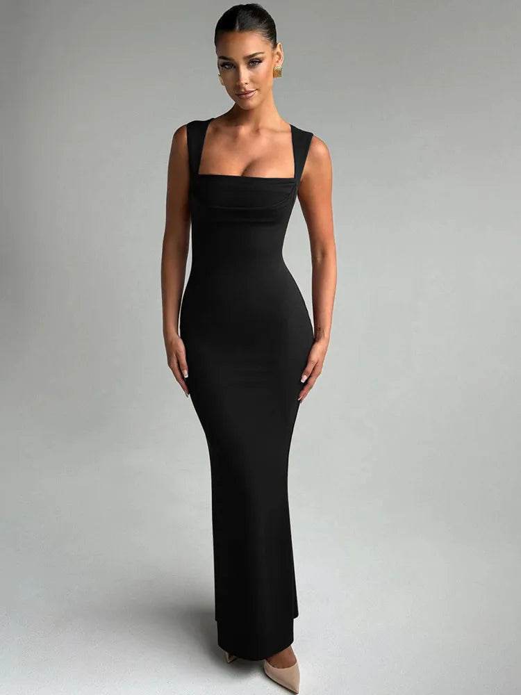 Mozision Sexy Maxi Dress for Women - Square Collar, High Waist Style - Buy Center UK