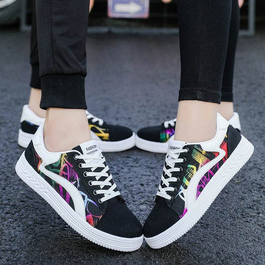 Buy Center Graffiti Print Canvas Sneakers - Casual Women’s Shoes - Buy Center UK