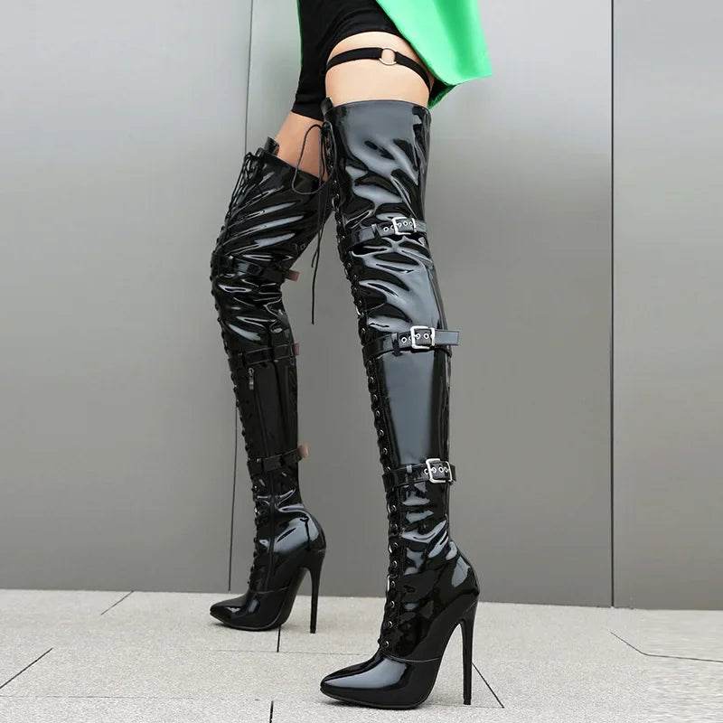 Buy Center Party Queen Over-The-Knee Boots - Plus Size 46 High Heels - Buy Center UK
