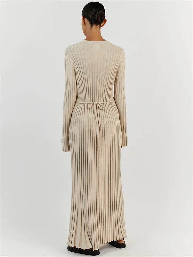 Tossy Lace-Up Maxi Dress - Autumn Fashion, High Waist & A-Line - Buy Center UK