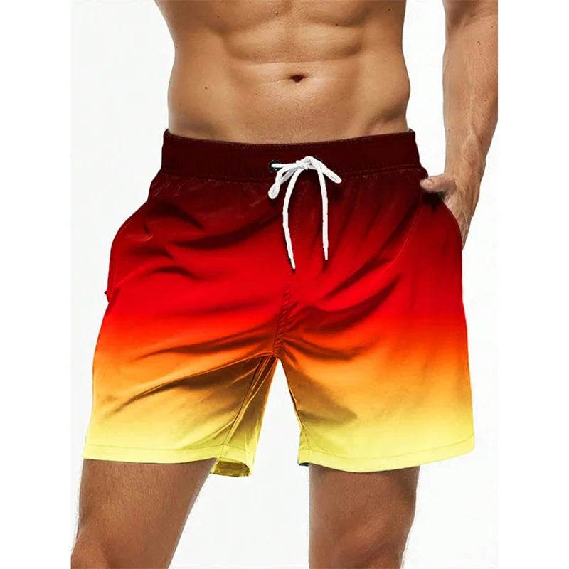 Buy Center Gradient Color Block Beach Shorts - Stylish 3D Print Design - Buy Center UK