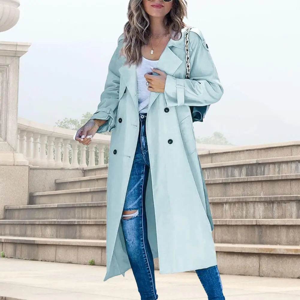 Buy Center Women's Windproof Trench Coat - Double-Breasted, Stylish Outerwear - Buy Center UK