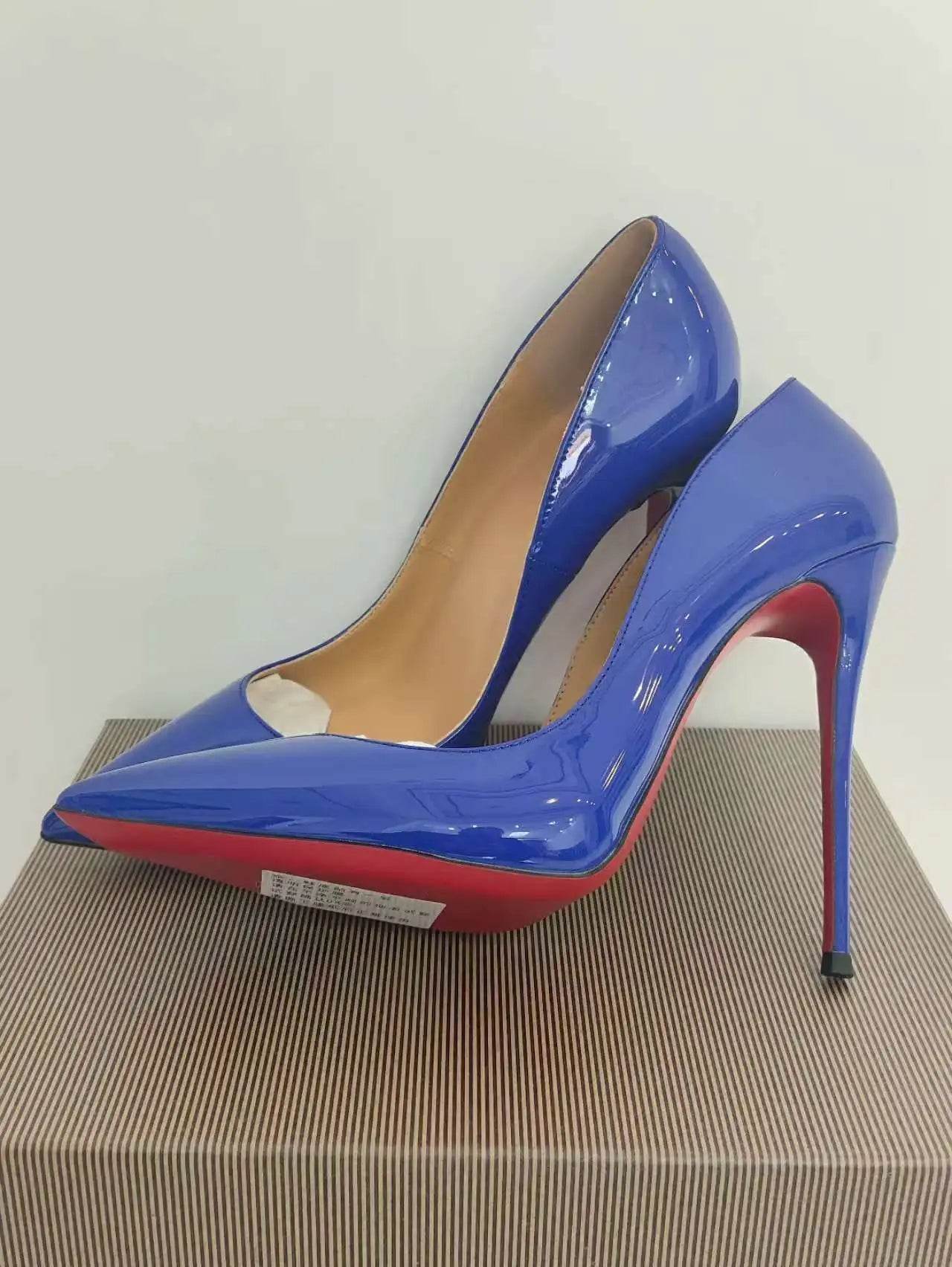 Buy Center Women's Patent Pointed Toe Slip-On Pumps - 12cm Heels - Buy Center UK