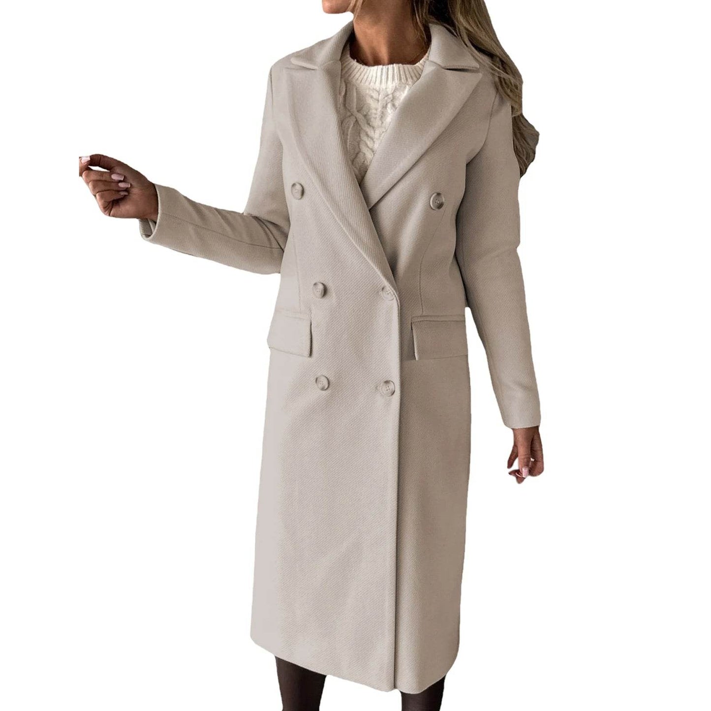 Buy Center Winter Women Overcoat - Double-Breasted Turn-Down Collar - Buy Center UK