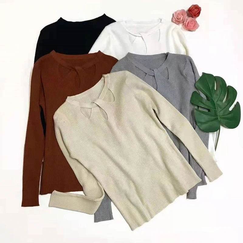 Women's O-neck Stretch Pullover - Sexy Hollow Design for Autumn - Buy Center UK