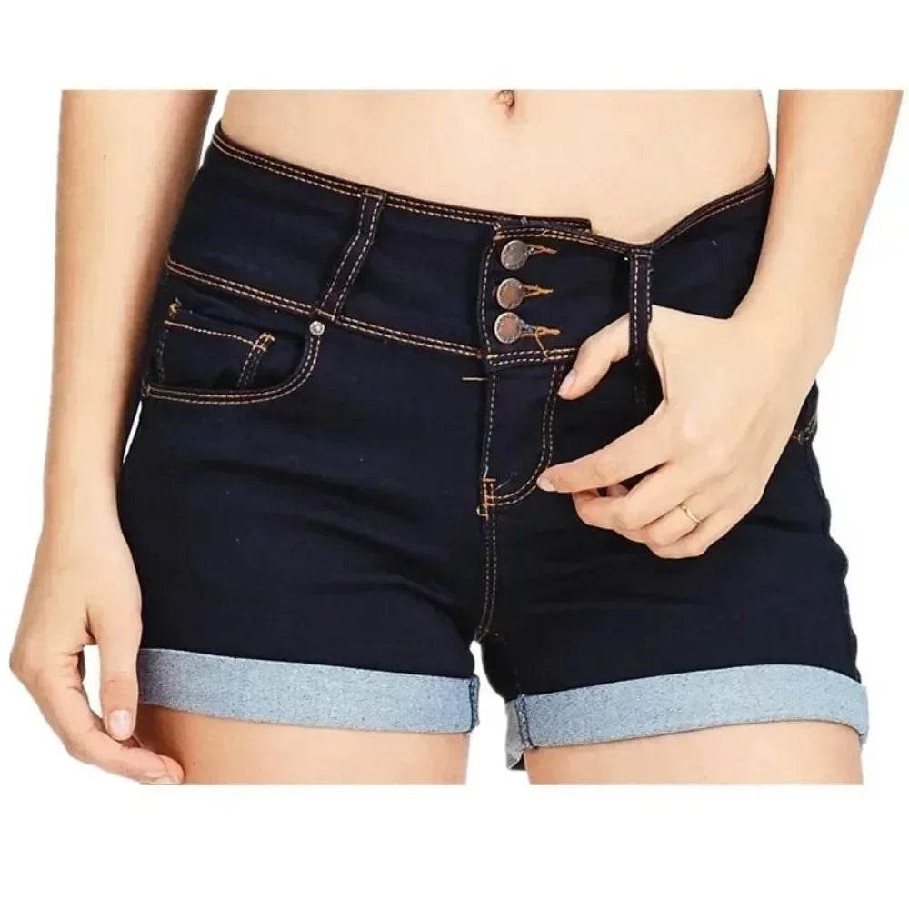 Buy Center Women's Summer Denim Shorts - Stretch Fabric, High Waist - Buy Center UK