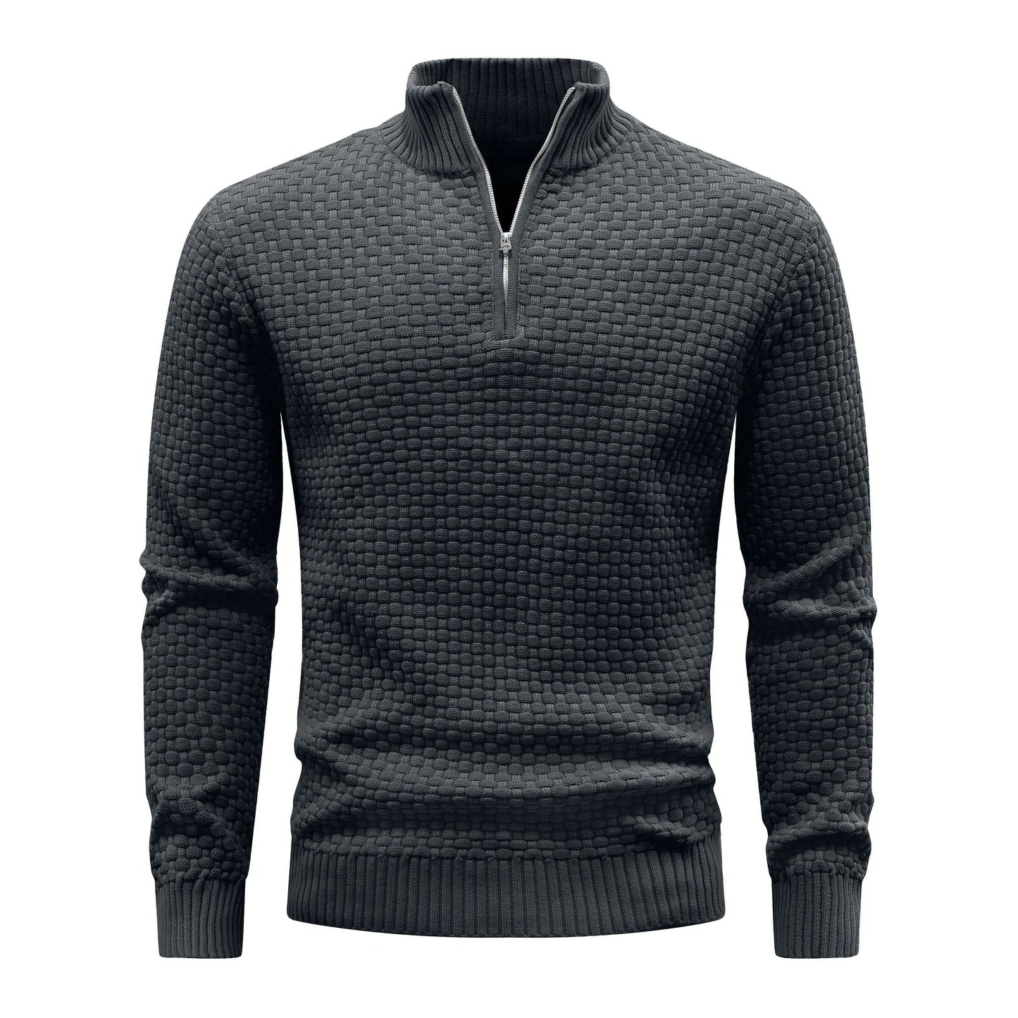 Buy Center Men's Winter Warm Mock Neck Zip Up Sweater - Soft Knit - Buy Center UK
