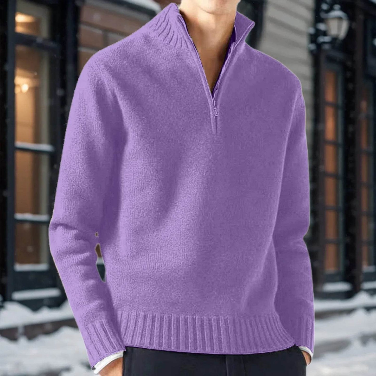 Buy Center Zipper Turtleneck Men's Sweater - Casual Knit Pullover - Buy Center UK
