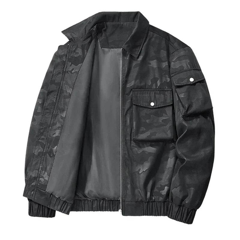 Buy Center Men's White Bomber Jacket - Camouflage, Turndown Collar - Buy Center UK