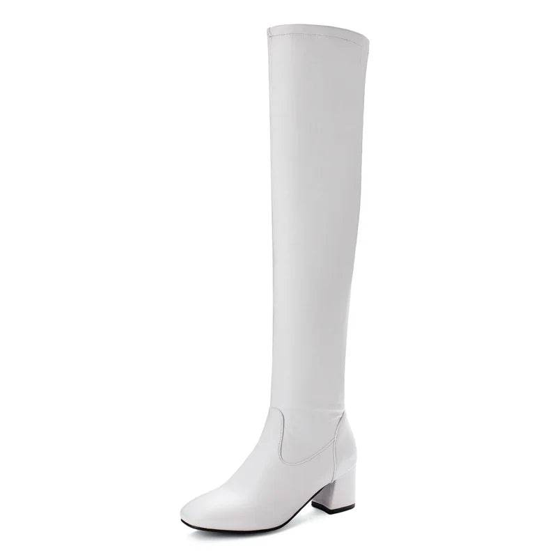 Buy Center Women's Over the Knee Boots - Thick Heels, Large Sizes - Buy Center UK