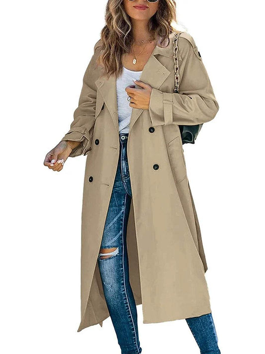 Buy Center Women's Double Breasted Trench Coat - Chic Windbreaker - Buy Center UK