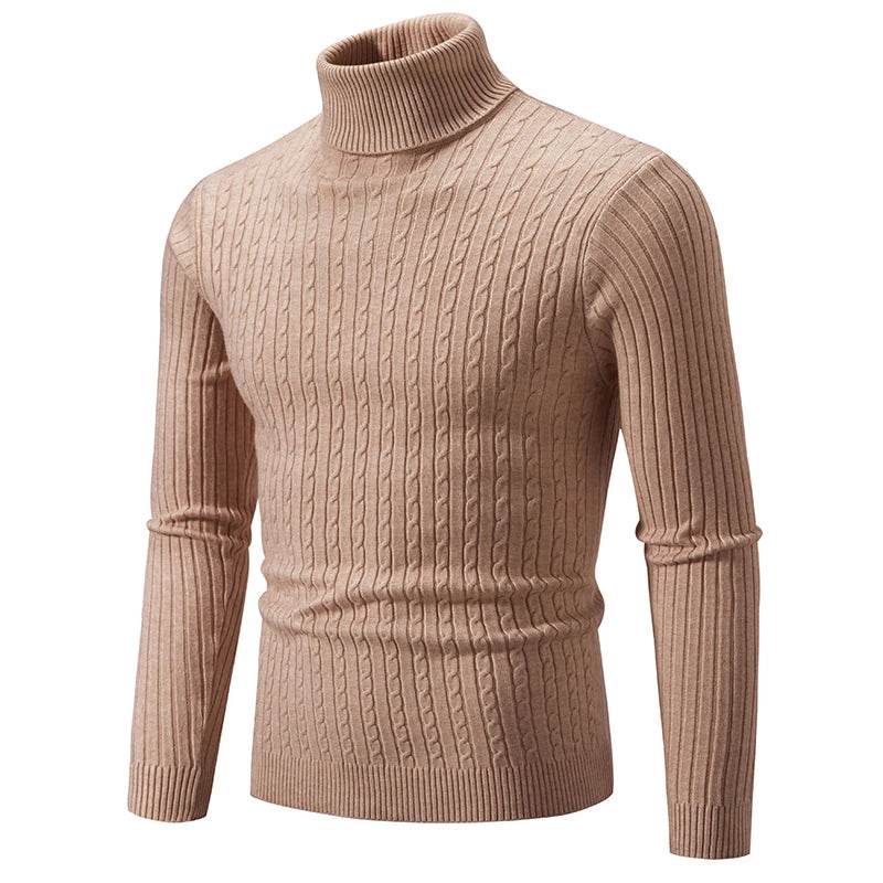 New Autumn Men's Jacquard Sweater - Cozy High Neck Turtleneck Pullover - Buy Center UK