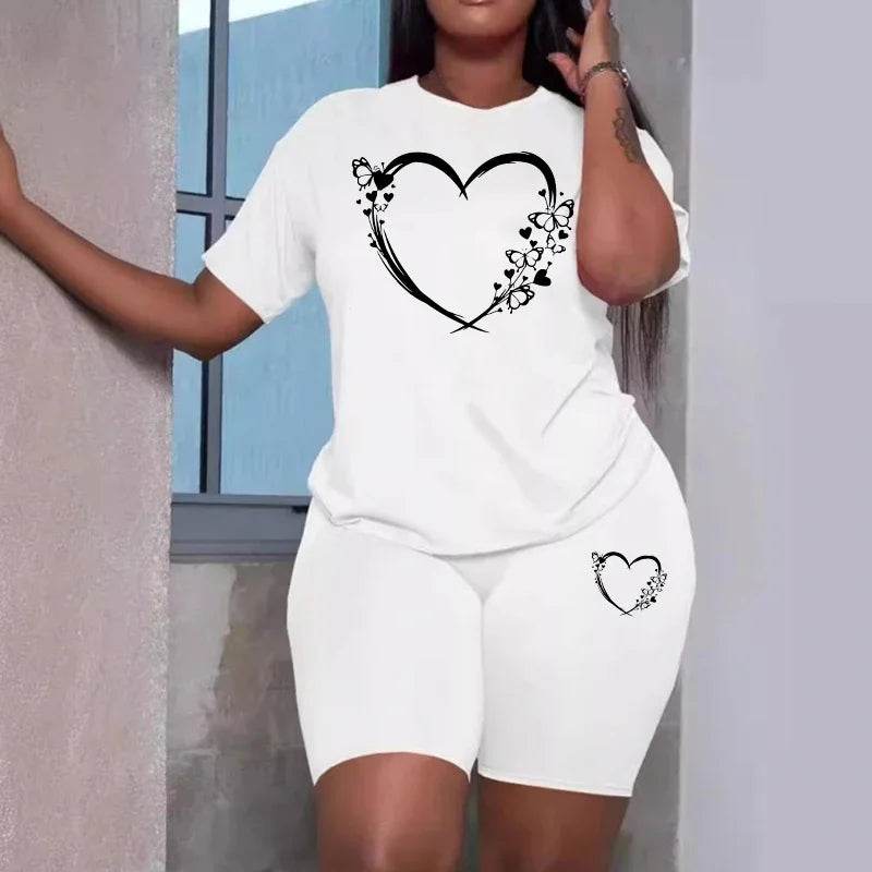 Buy Center Casual Two Piece Sets - Summer O-Neck T-Shirt & Shorts - Buy Center UK