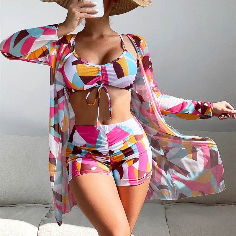 Buy Center 2025 Women's 3-Piece Swimsuit Set – Tankini, Cover-Up & Shorts - Buy Center UK