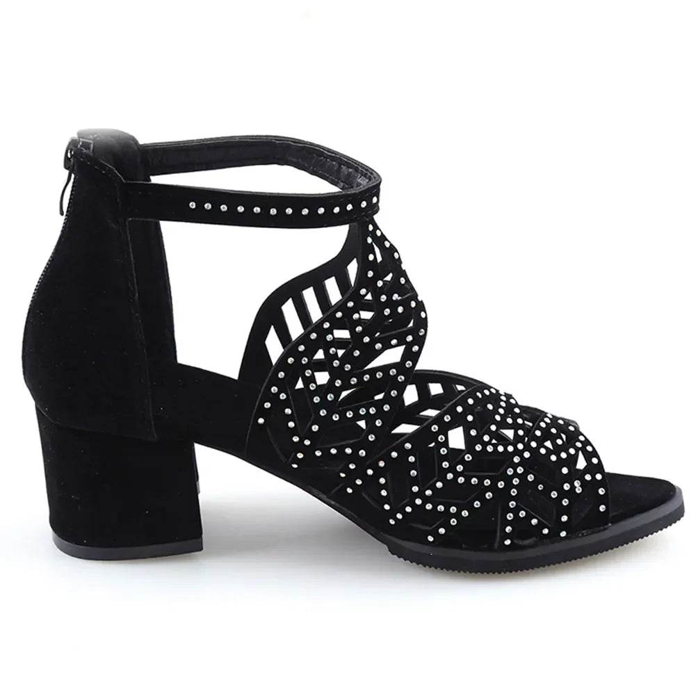 Buy Center Women’s Summer Rhinestone Sandals - High Thick Heel - Buy Center UK