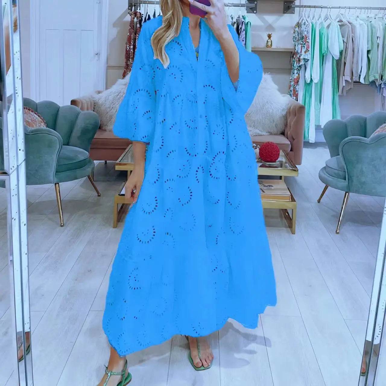 Buy Center V-Neck Shirt Dress 2024 - White Flared Sleeves & Lace - Buy Center UK