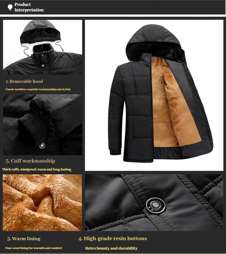 Buy Center Men's Black Cotton Jacket - Warm & Casual Hooded Wear - Buy Center UK