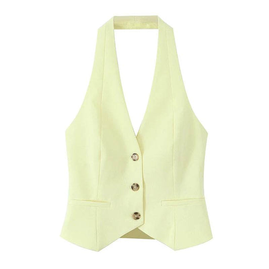 Willshela Women 2 Piece Set - Yellow Tank Top & Vintage Trousers - Buy Center UK