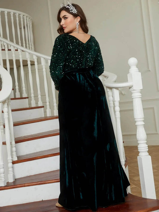 Wow! Plus Size Bridal Gown - Velvet Long Sleeves & Slimming Fit - Buy Center UK