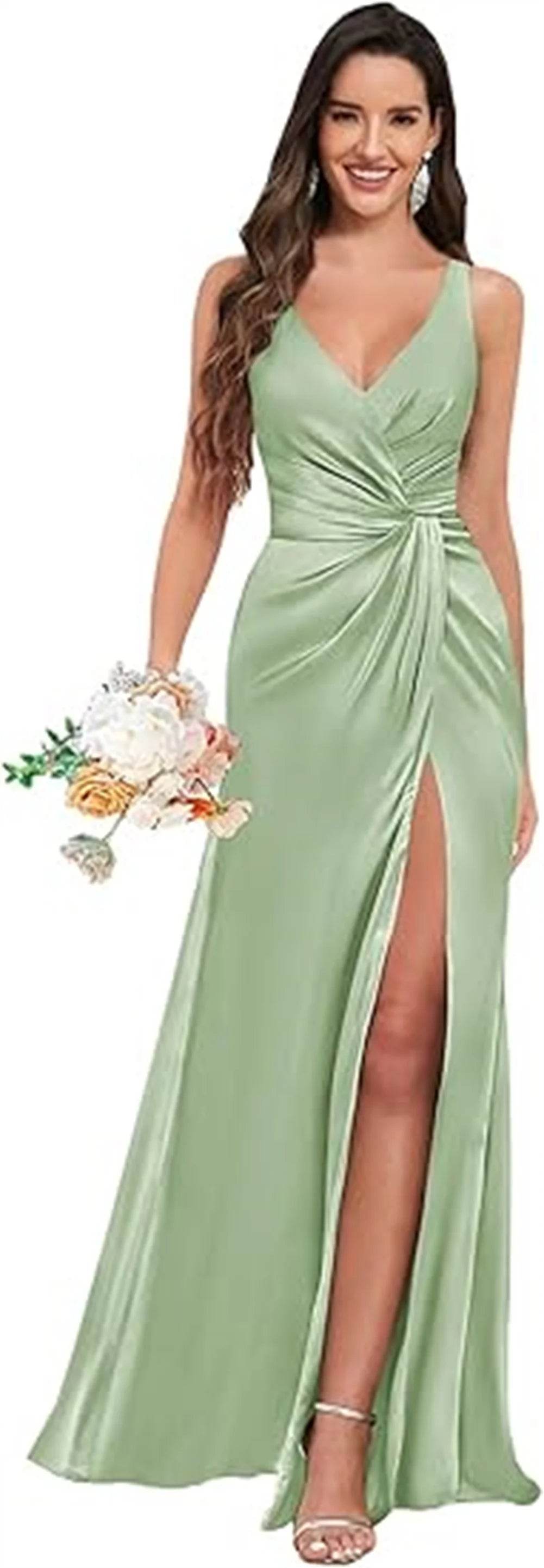 Customized Mermaid Satin Bridesmaid Dresses - Elegant V-Neck Design - Buy Center UK