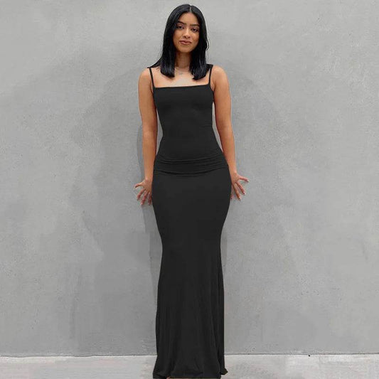 2024 Solid Color Slim Slip Dress - Women's High Step Elegance - Buy Center UK