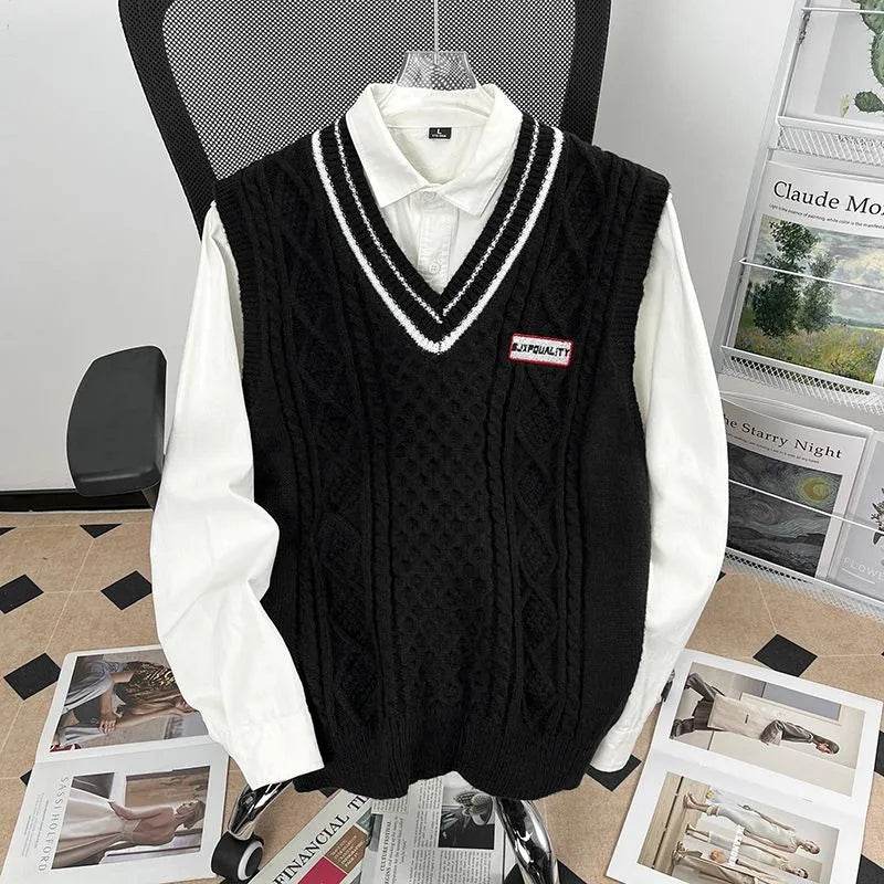 Buy Center Men's Loose Knitted Vest - Thickened Sleeveless V-Neck - Buy Center UK