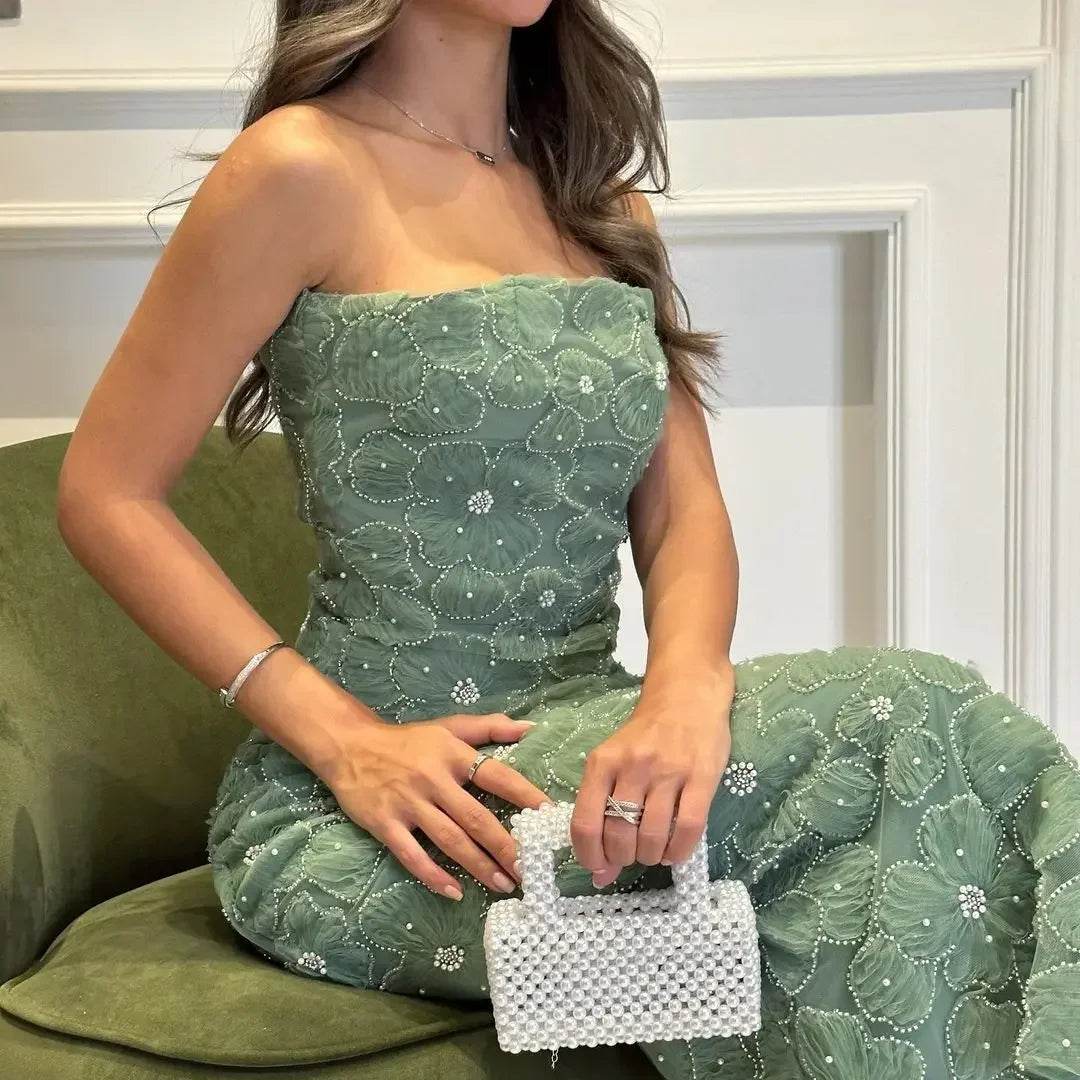 Elegant 2-Piece Prom Dress with 3D Flowers - Customizable Gown - Buy Center UK