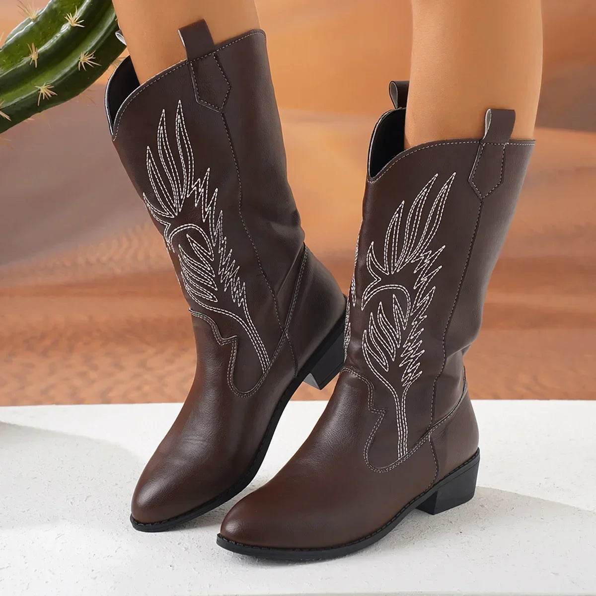 Women's Autumn Winter Slip-On Knight Boots - Thick Sole & Pointed Toe - Buy Center UK