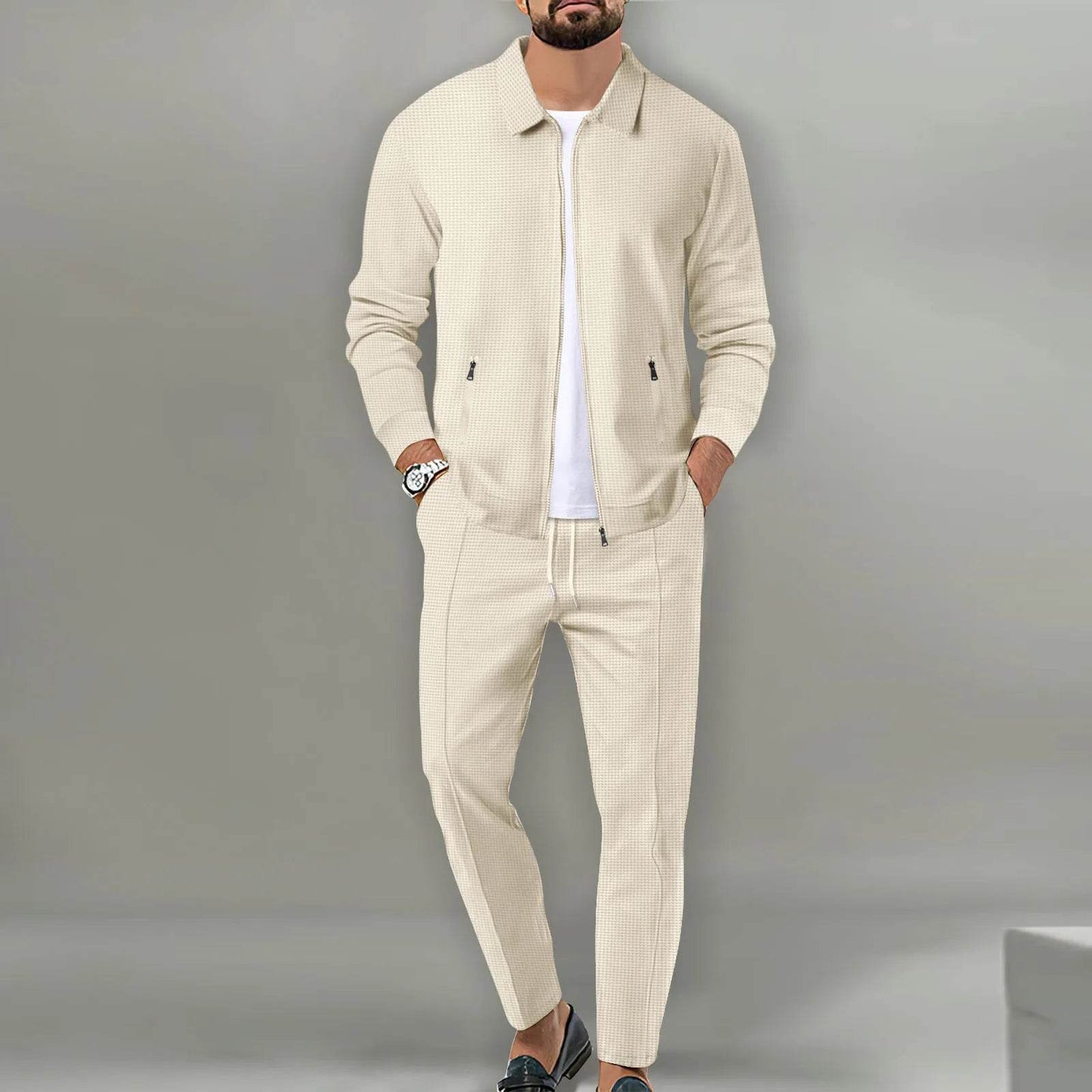 Buy Center 2025 Youth Slim Cardigan Jacket & Trouser Two-Piece Suit - Buy Center UK