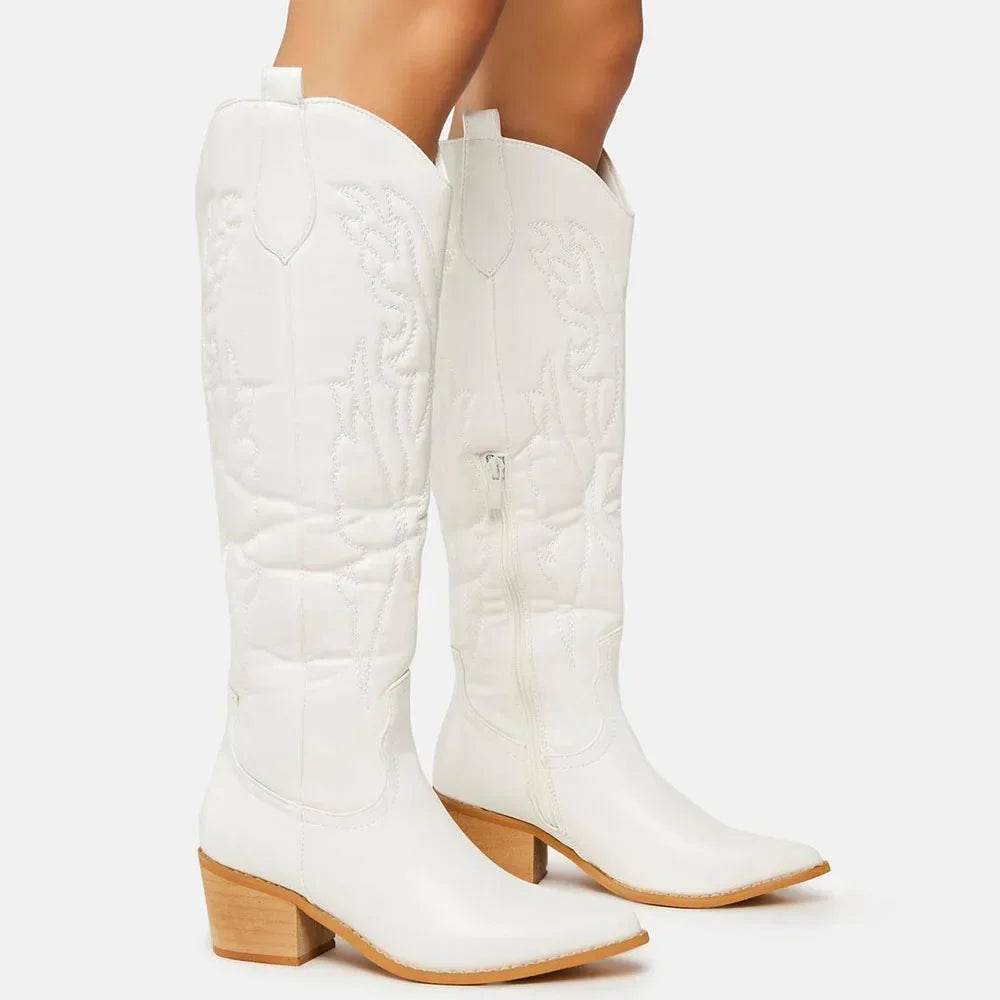 Winter Large Size 43 Black Knee High Cowgirl Boots for Women - Buy Center UK