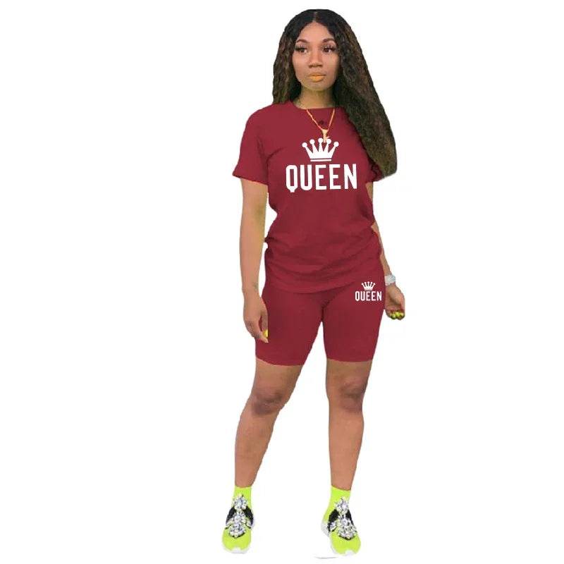 Summer Women's Queen Printing Tracksuit Set - T-Shirt & Shorts - Buy Center UK