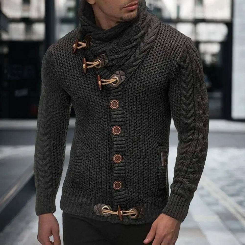 Vintage Turtleneck Cardigan Sweater - Slim Fit, Long Sleeve Men’s Knitwear - Buy Center UK