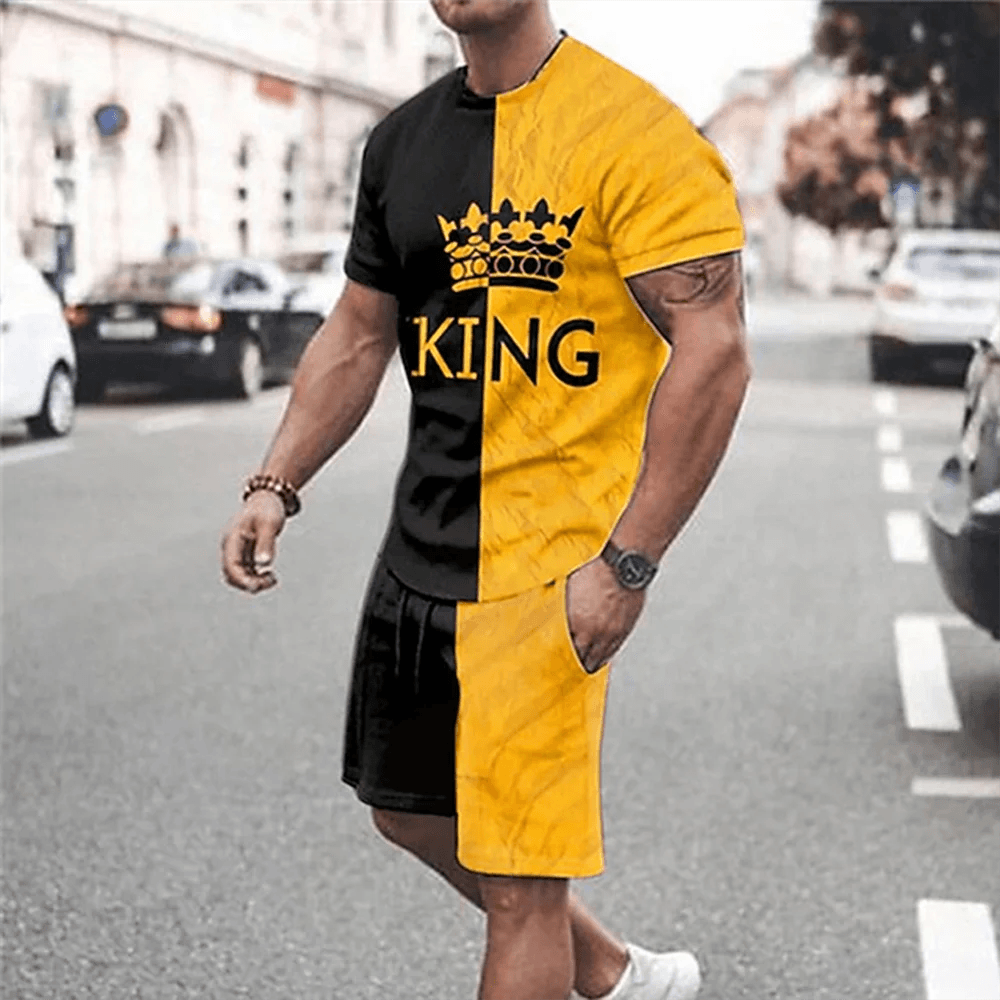 2025 Men's Summer Sports Set - Y2K Style 3D Poker King Design - Buy Center UK