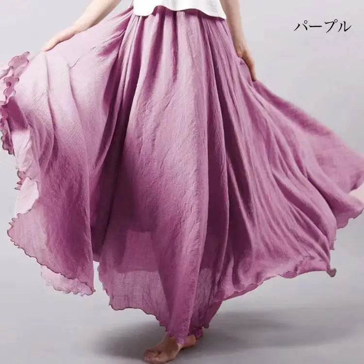 28-Color Mori Girl A-line Skirt - Cotton Linen, Elastic Waist - Buy Center UK