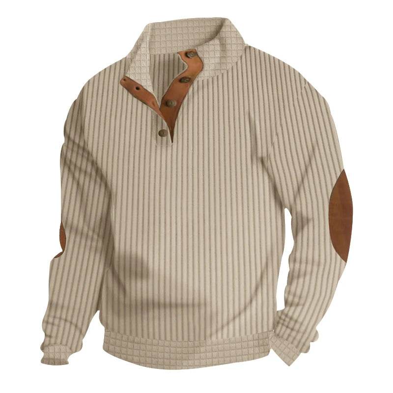 Buy Center Men's Casual Polo Sweater - Vertical Stripe Jacquard Design - Buy Center UK