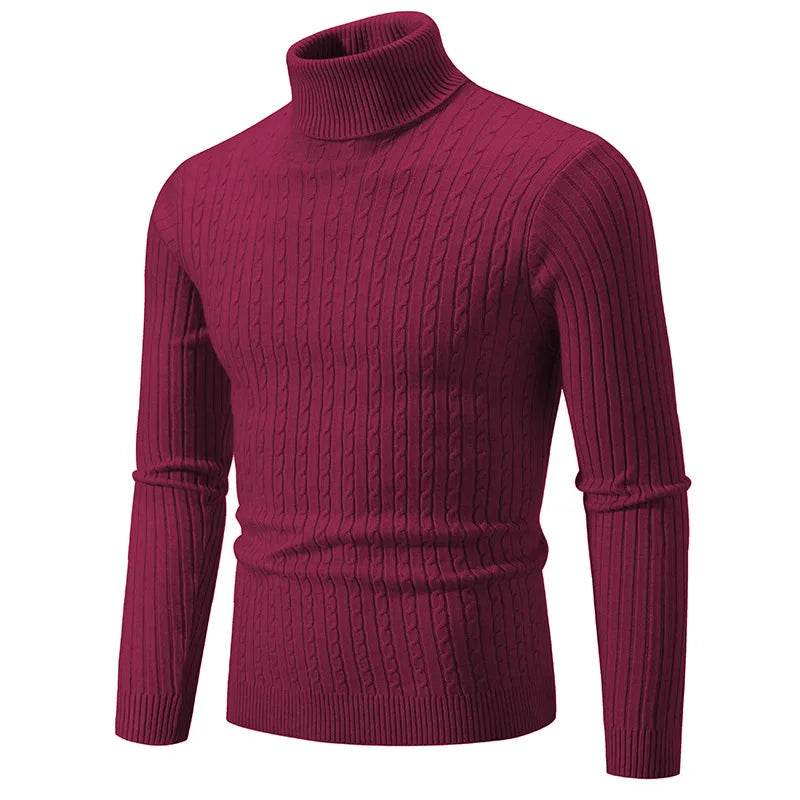 Slim Fit Turtleneck Sweater for Men - Stylish Autumn Winter Wear - Buy Center UK
