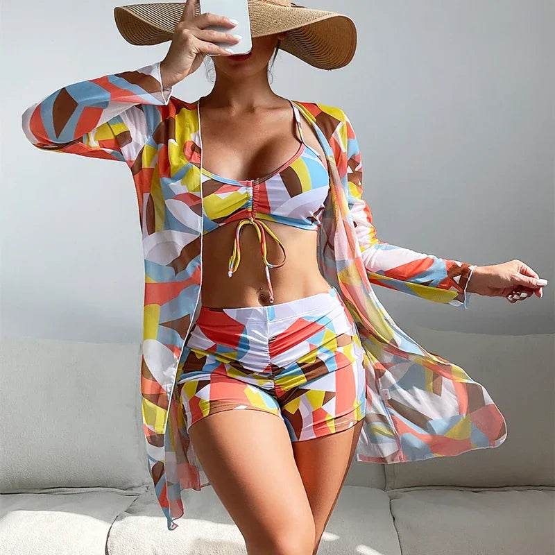 Buy Center 2025 Women's 3-Piece Swimsuit Set – Tankini, Cover-Up & Shorts - Buy Center UK