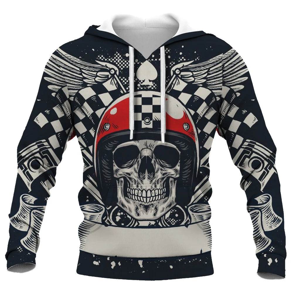2023 Men's Vogue Skull Motorcycle Hoodie - Loose Fit, 3D Printed - Buy Center UK