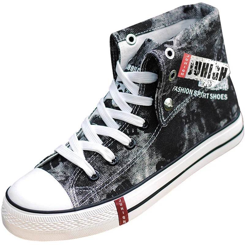 Buy Center High Top Canvas Shoes - Print Denim Lace-Up for Men - Buy Center UK