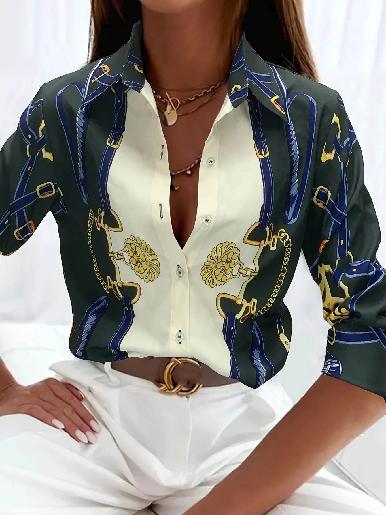 Buy Center Women's Plus Size Button Up Shirt - Retro Elegant Style - Buy Center UK