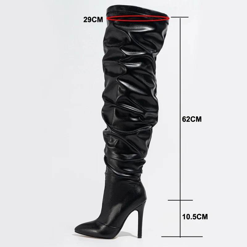 Stylish Women’s Side Zipper High Heel Long Boots for Nightlife - Buy Center UK
