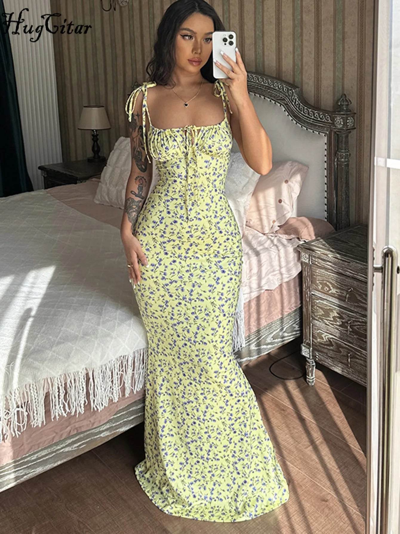 Hugcitar Women's Floral Beach Dress - Elegant Bodycon Summer Style - Buy Center UK