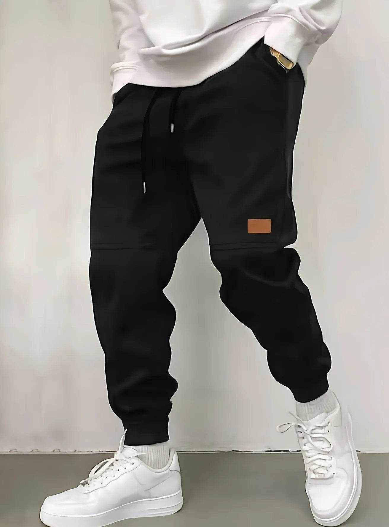 Buy Center Men's Thickened Casual Pants - Drawstring & Cuffed Ankles - Buy Center UK