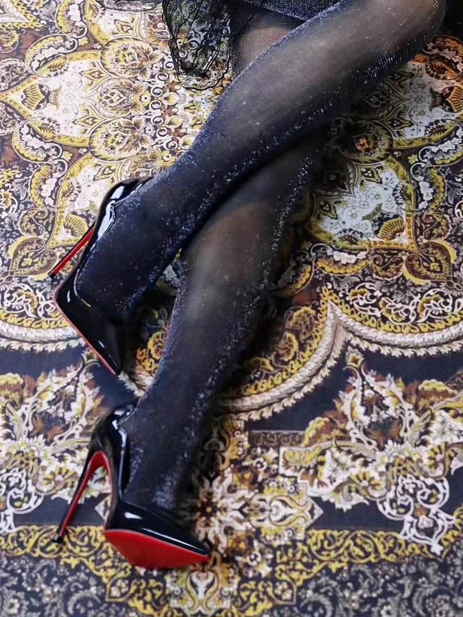 Buy Center Black Red Bottom High Heels - Sexy Pointed Slingbacks - Buy Center UK