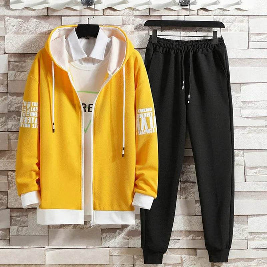 Buy Center Men's Hooded Cardigan Sweatpants Set - Casual Spring Outfit - Buy Center UK
